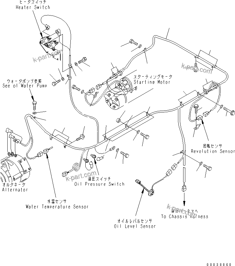 Komatsu parts book diagram for SAA6D125E-2B-8 S/N 60721-UP: ELECTRICAL WIRING (1/2)(#211224-)