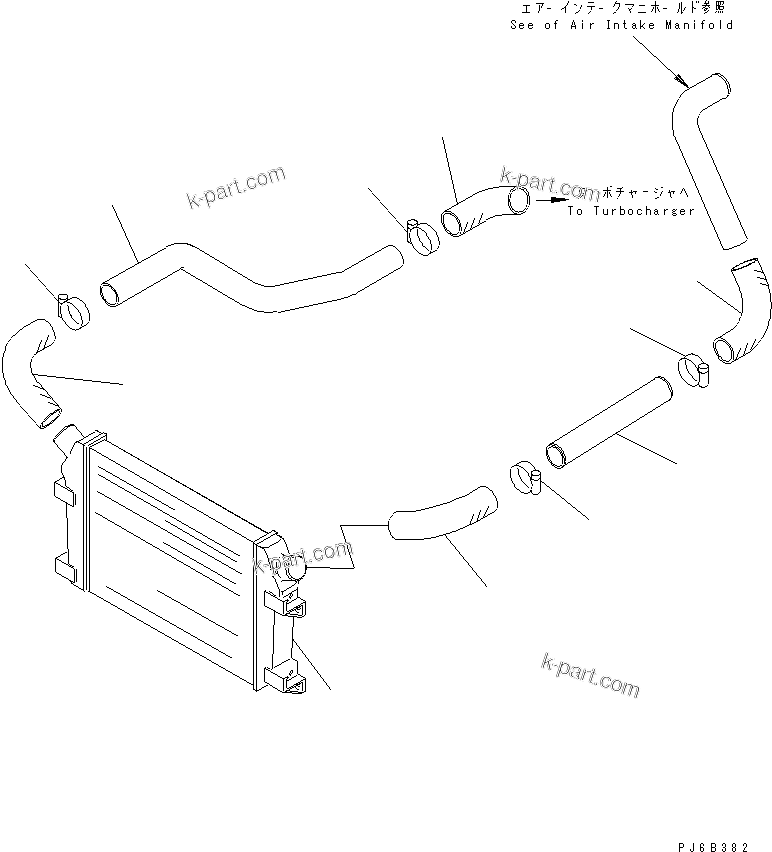 Komatsu parts book diagram for SAA6D125E-2B-8 S/N 60721-UP: AFTERCOOLER(#85459-)