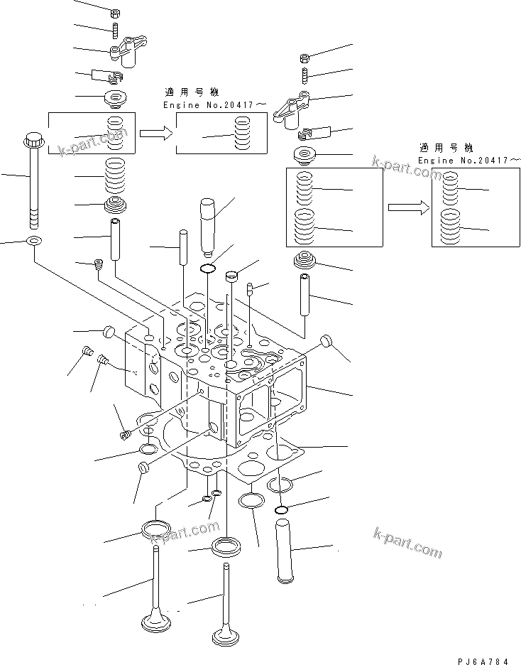 Komatsu parts book diagram for SAA6D170E-2A S/N 17389-UP: CYLINDER HEAD
