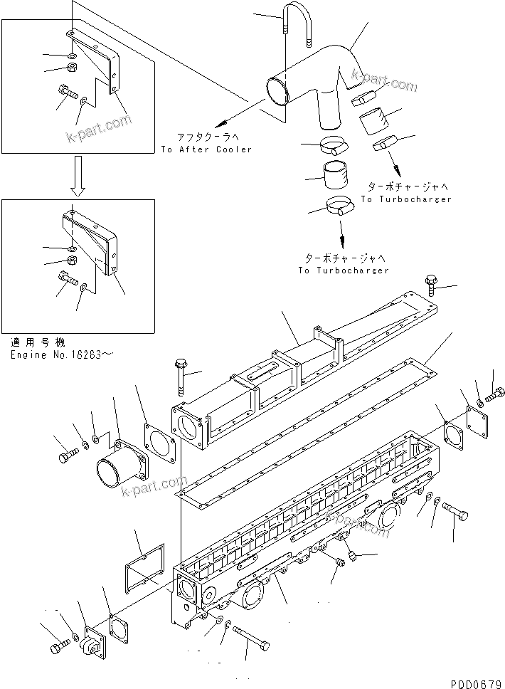 Komatsu parts book diagram for SAA6D170E-2A S/N 17389-UP: AIR INTAKE
