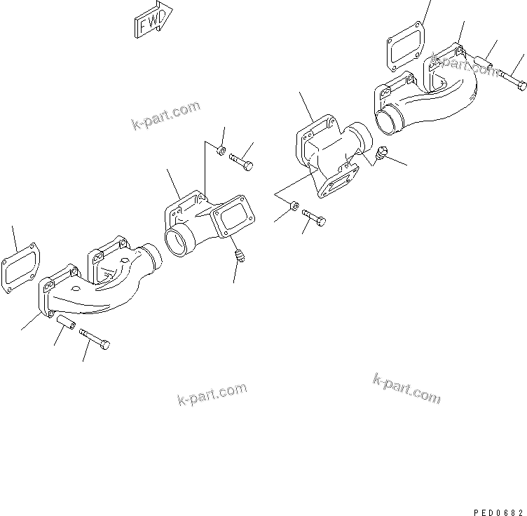 Komatsu parts book diagram for SAA6D170E-2A S/N 17389-UP: EXHAUST MANIFOLD (WITH EXHAUST BRAKE)