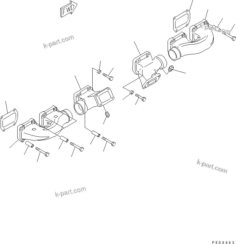 Komatsu parts book diagram for SAA6D170E-2A S/N 17389-UP: EXHAUST MANIFOLD