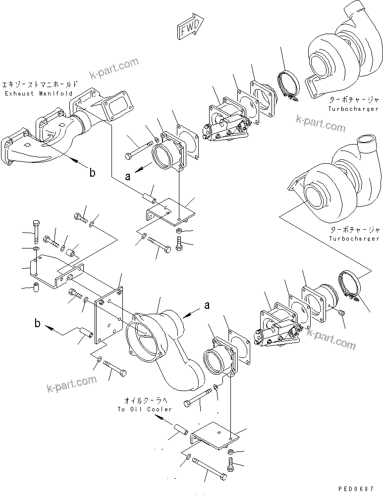 Komatsu parts book diagram for SAA6D170E-2A S/N 17389-UP: EXHAUST BRAKE MOUNTING
