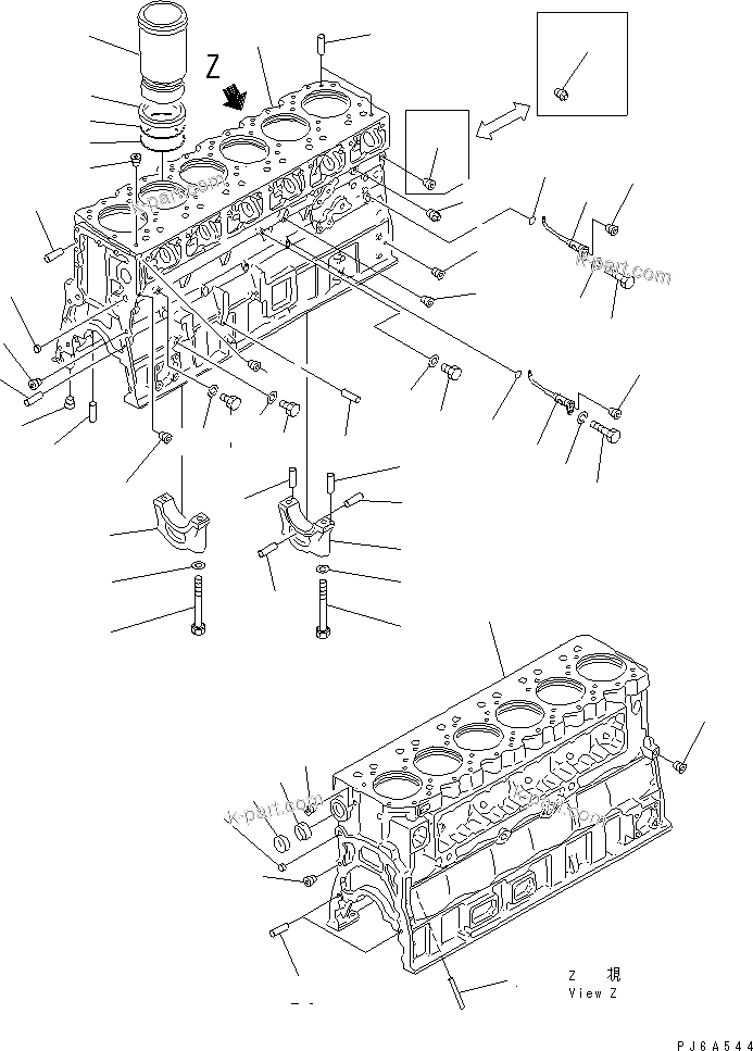Komatsu parts book diagram for SAA6D170E-2A S/N 17389-UP: CYLINDER BLOCK(#19325-)