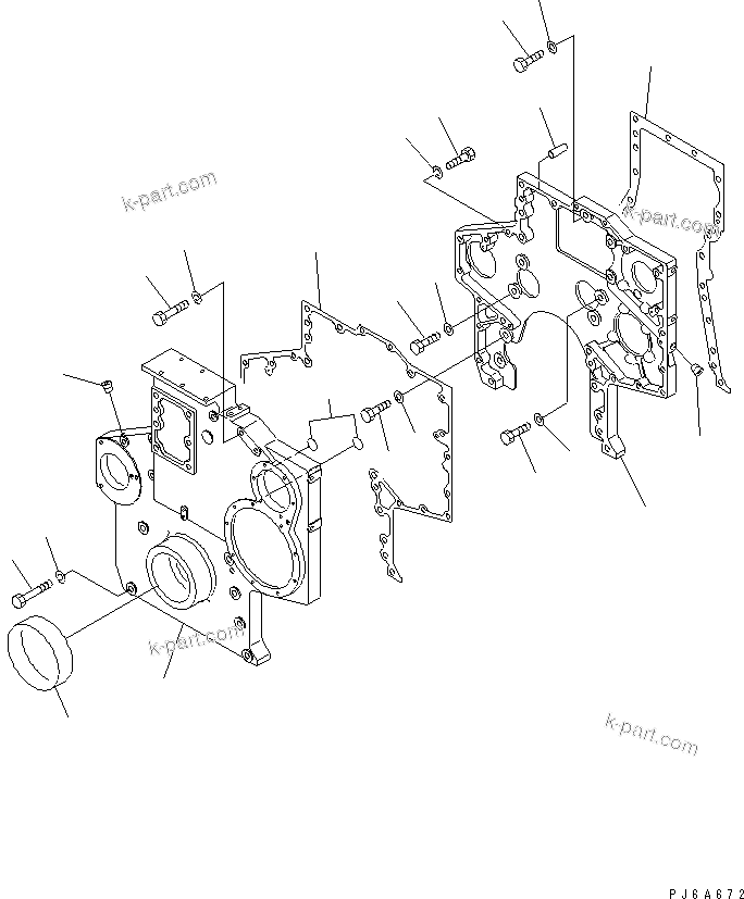 Komatsu parts book diagram for SAA6D170E-2A S/N 17389-UP: FRONT COVER(#19325-)