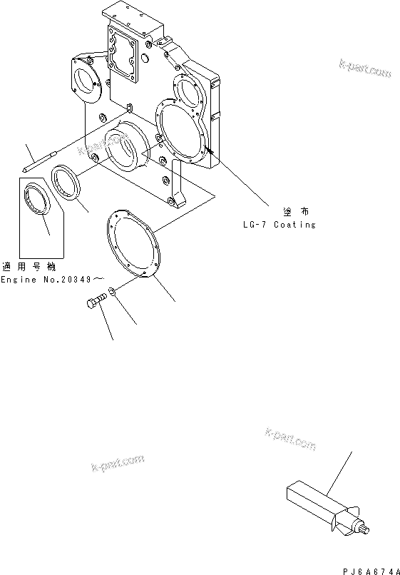 Komatsu parts book diagram for SAA6D170E-2A S/N 17389-UP: FRONT COVER MOUNTING PARTS(#19325-)