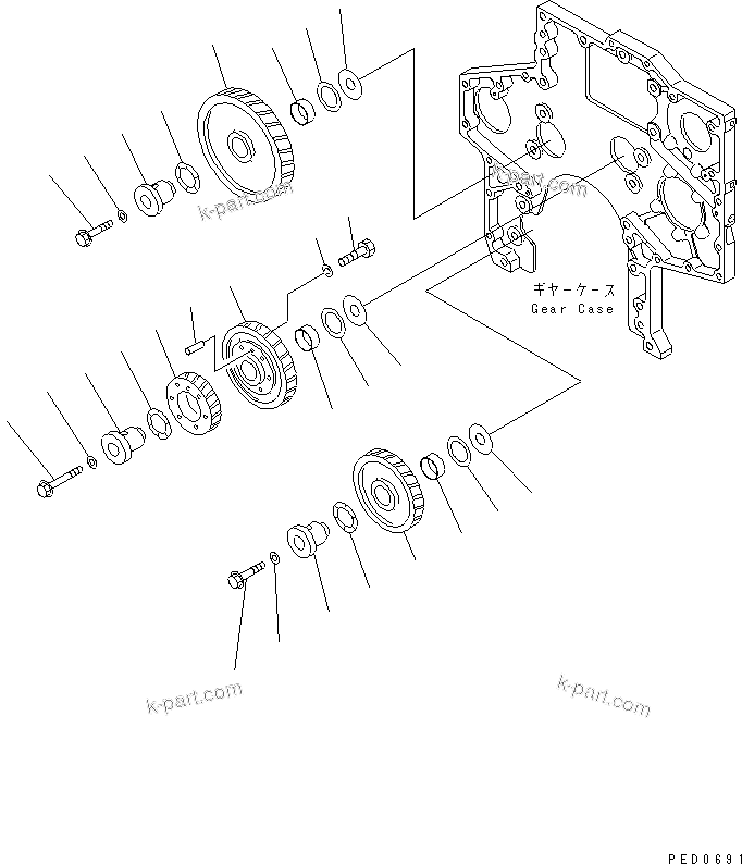 Komatsu parts book diagram for SAA6D170E-2A S/N 17389-UP: IDLER GEAR