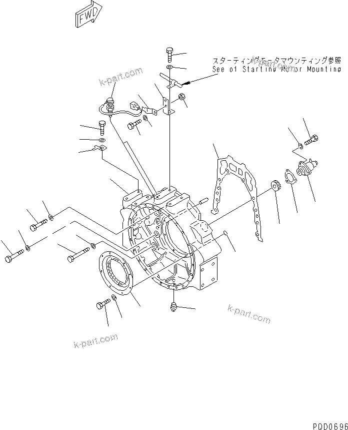 Komatsu parts book diagram for SAA6D170E-2A S/N 17389-UP: FLYWHEEL HOUSING