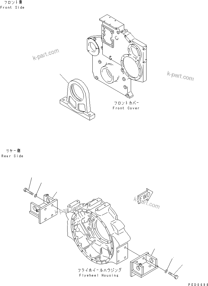 Komatsu parts book diagram for SAA6D170E-2A S/N 17389-UP: ENGINE MOUNTING
