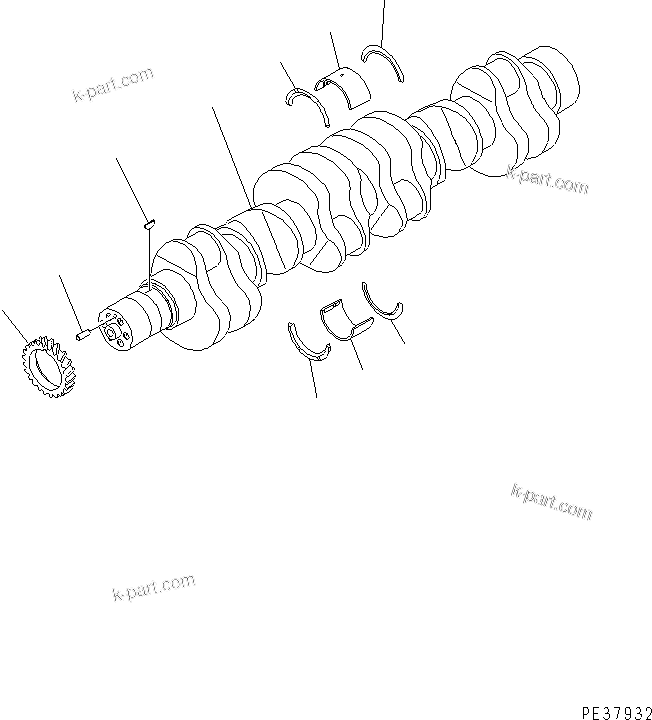 Komatsu parts book diagram for SAA6D170E-2A S/N 17389-UP: CRANKSHAFT
