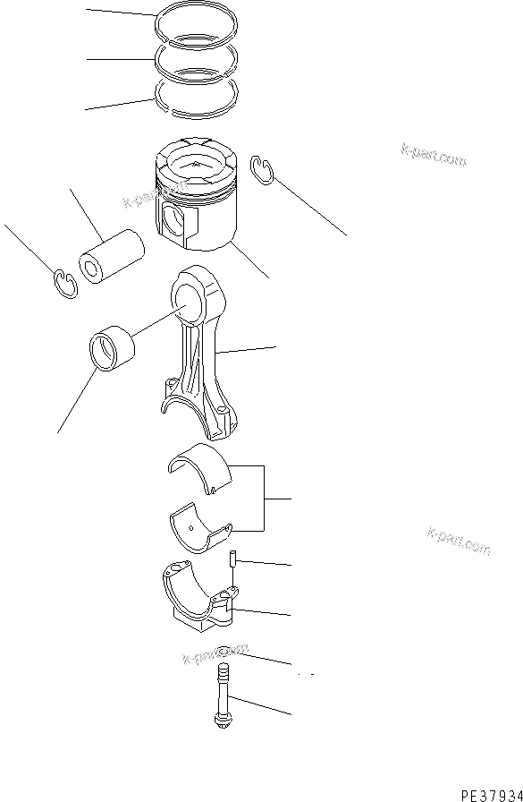 Komatsu parts book diagram for SAA6D170E-2A S/N 17389-UP: PISTON