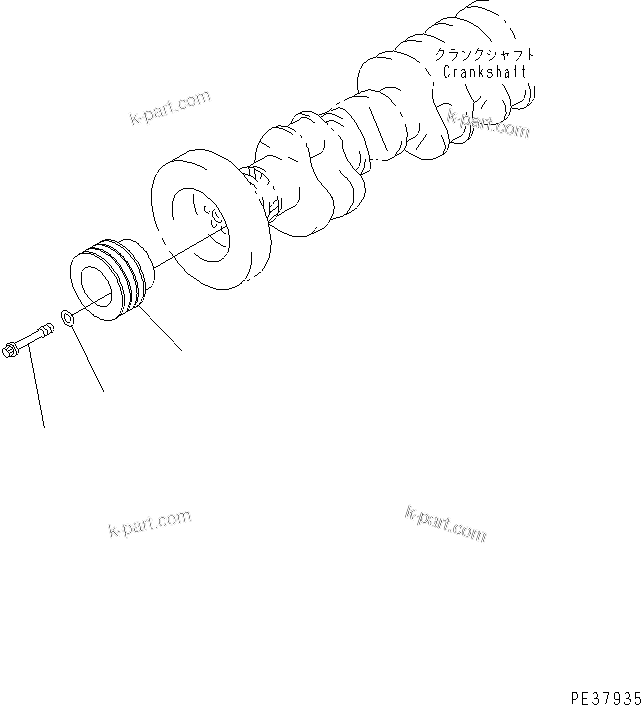 Komatsu parts book diagram for SAA6D170E-2A S/N 17389-UP: CRANK PULLEY