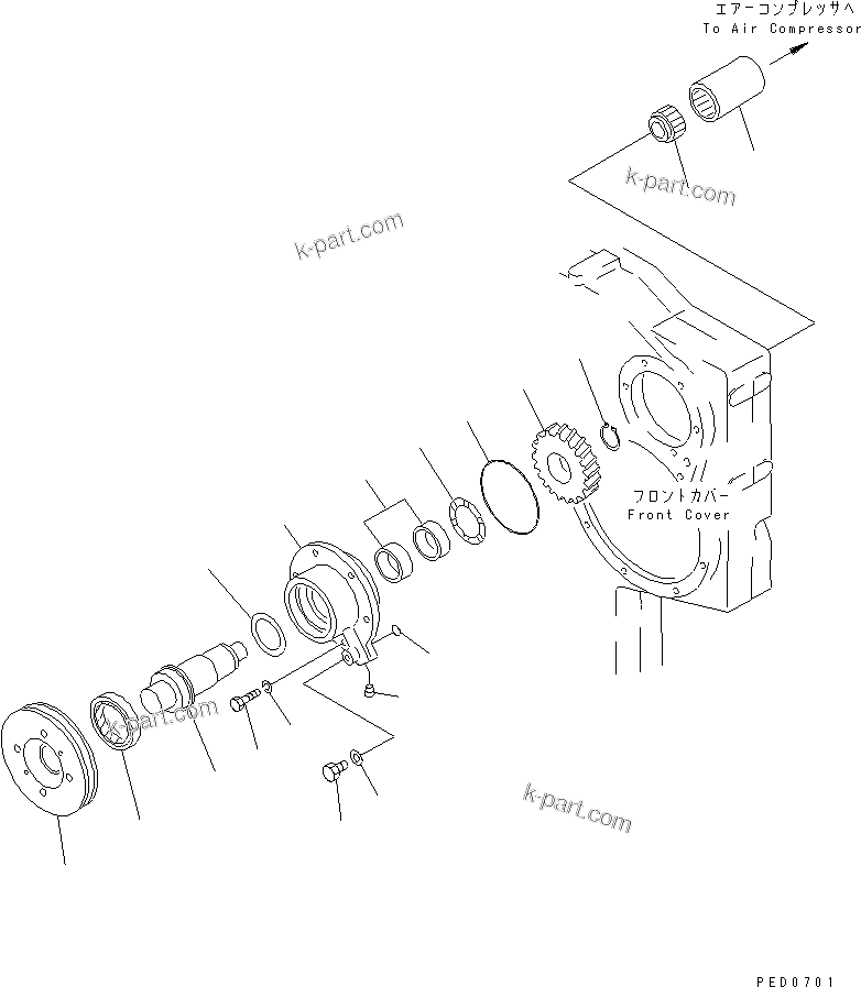 Komatsu parts book diagram for SAA6D170E-2A S/N 17389-UP: FRONT POWER TAKE OFF