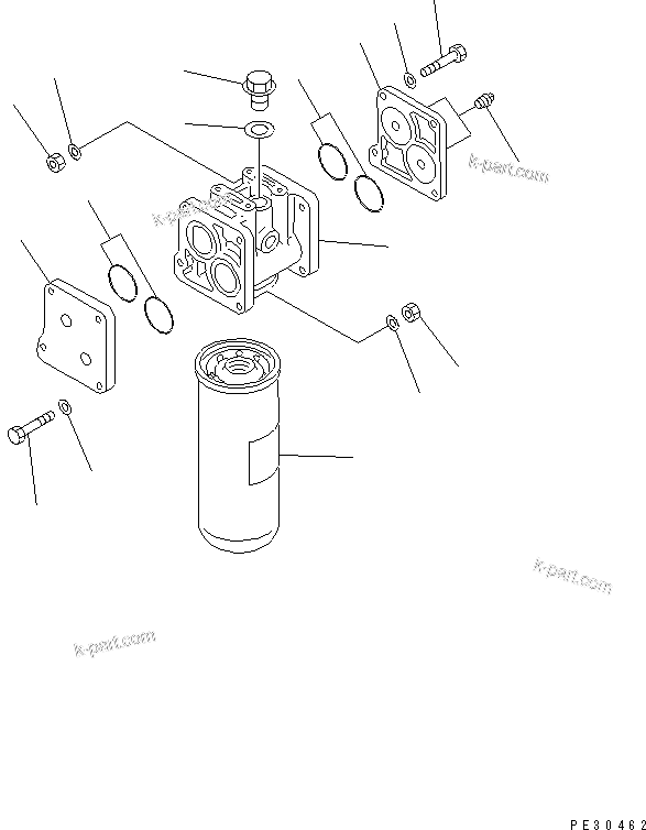 Komatsu parts book diagram for SAA6D170E-2A S/N 17389-UP: OIL BYPASS FILTER (FORWARDED INDIVIDUALLY PARTS)(#17389-19058)