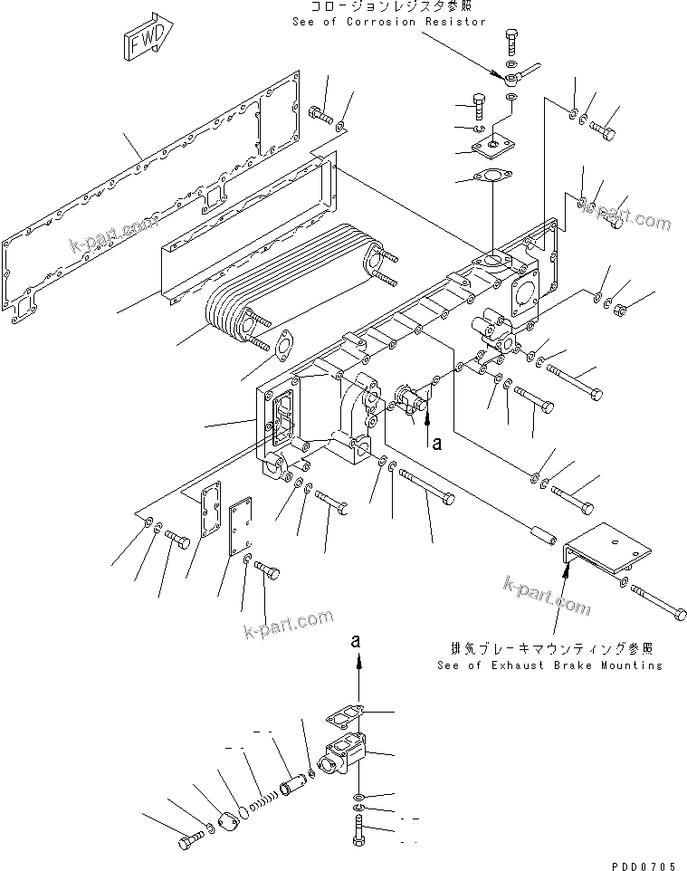 Komatsu parts book diagram for SAA6D170E-2A S/N 17389-UP: OIL COOLER (WITH EXHAUST BRAKE)(#17389-19324)