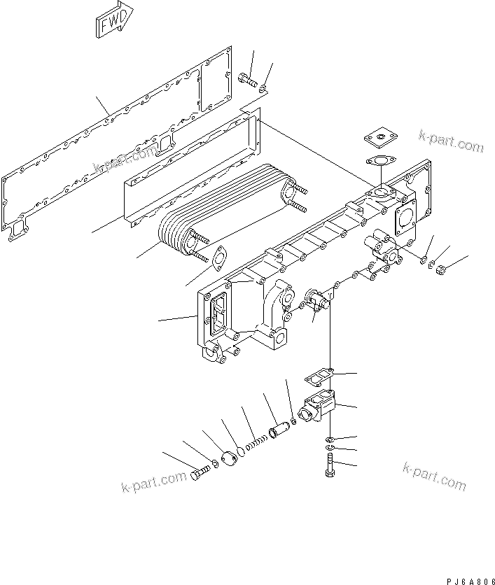 Komatsu parts book diagram for SAA6D170E-2A S/N 17389-UP: OIL COOLER(#19325-)