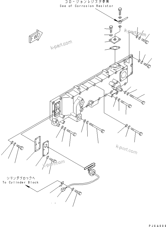 Komatsu parts book diagram for SAA6D170E-2A S/N 17389-UP: OIL COOLER MOUNTING PARTS (COLD TERAIN SPEC.) (WITH WATER HEATER)(#19325-)