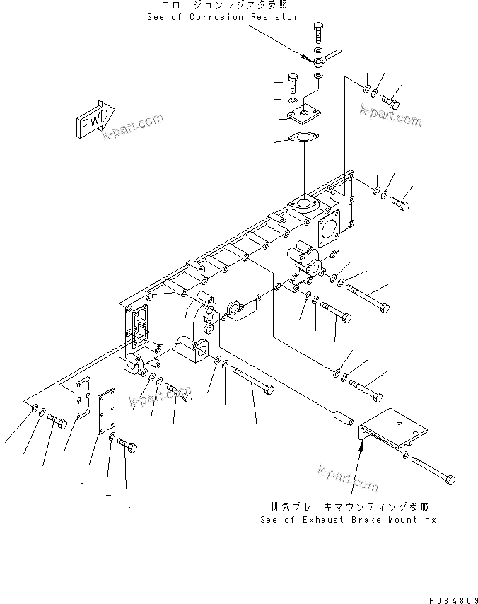 Komatsu parts book diagram for SAA6D170E-2A S/N 17389-UP: OIL COOLER MOUNTING PARTS (WITH EXHAUST BRAKE)(#19325-)