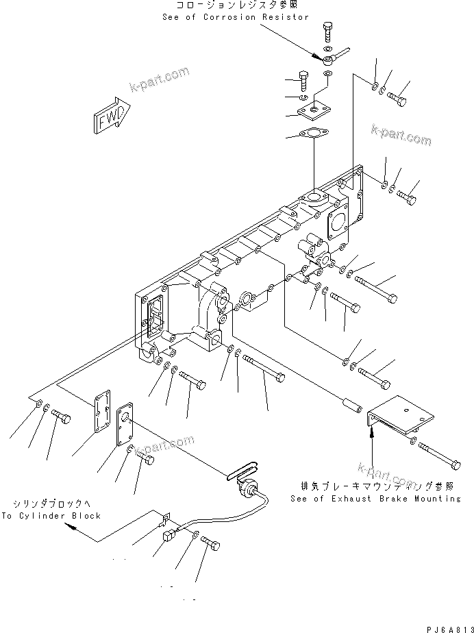 Komatsu parts book diagram for SAA6D170E-2A S/N 17389-UP: OIL COOLER MOUNTING (WITH EXHAUST BRAKE) (COLD TRRAIN SPEC.) (WITH WATER HEATER)(#19325-)
