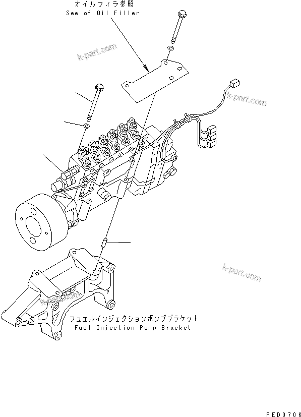 Komatsu parts book diagram for SAA6D170E-2A S/N 17389-UP: FUEL INJECTION PUMP MOUNTING