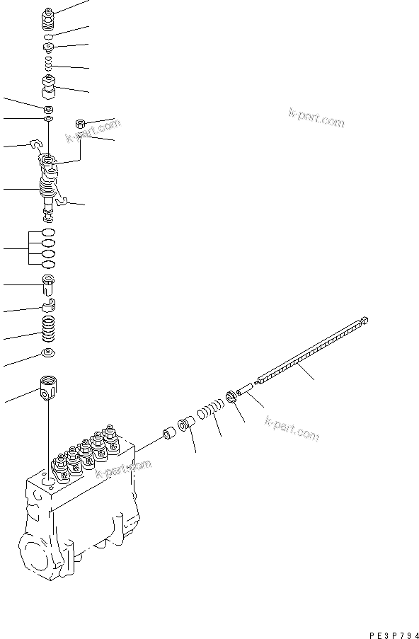 Komatsu parts book diagram for SAA6D170E-2A S/N 17389-UP: FUEL INJECTION PUMP (PUMP) (2/2) (INNER PARTS)