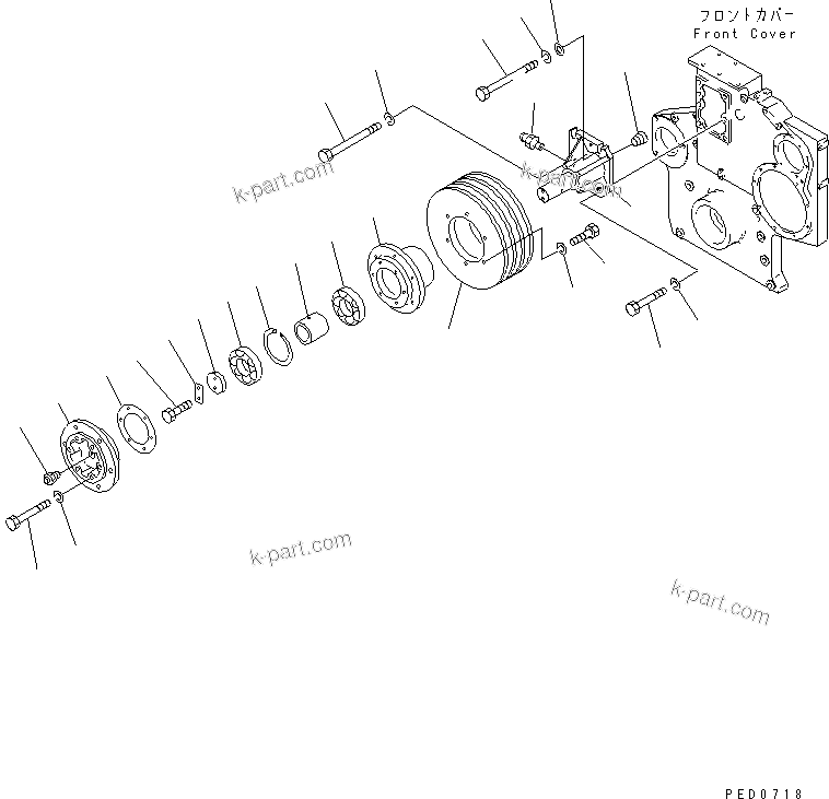 Komatsu parts book diagram for SAA6D170E-2A S/N 17389-UP: FAN DRIVE