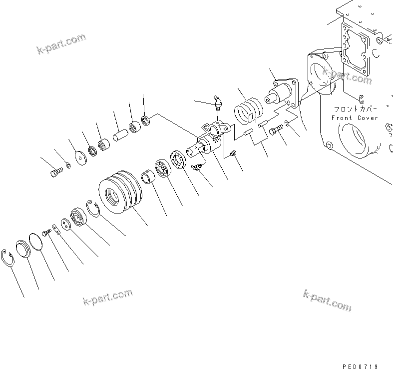 Komatsu parts book diagram for SAA6D170E-2A S/N 17389-UP: TENSION PULLEY