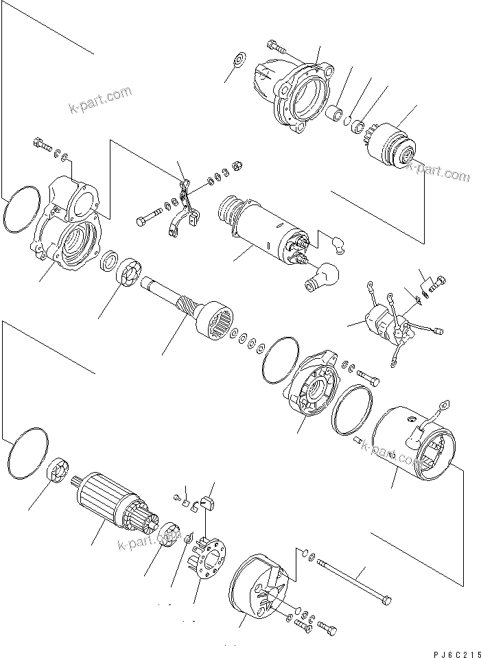 Komatsu parts book diagram for SAA6D170E-2A S/N 17389-UP: STARTING MOTOR (7.5KW) (L.H.) (INNER PARTS)(#20658-)
