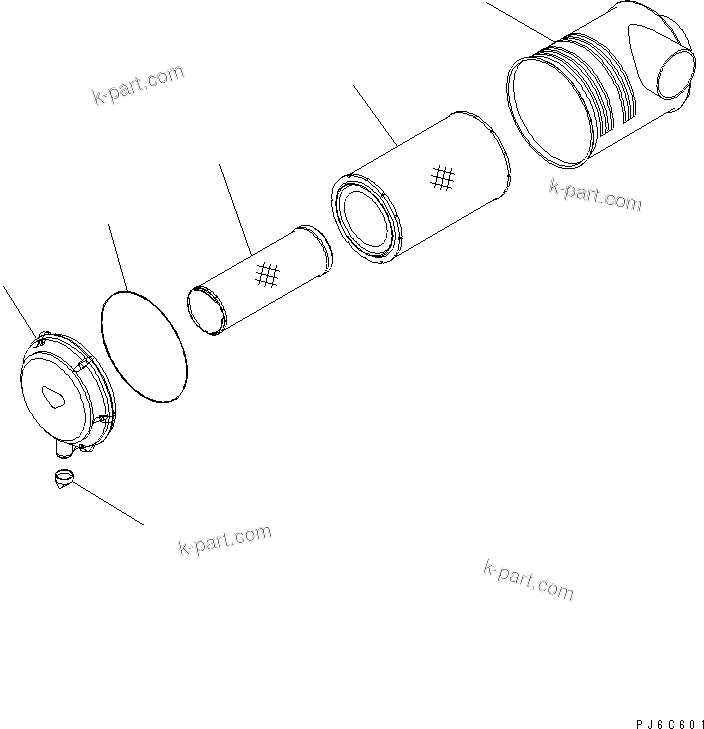 Komatsu parts book diagram for SAA6D140E-3G S/N 110003-UP: AIR CLEANER (INNER PARTS)