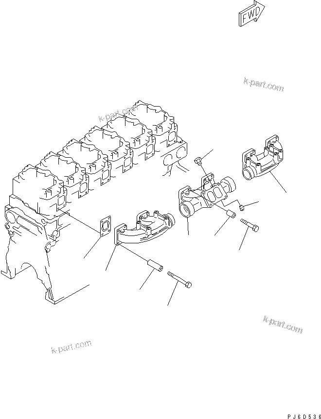 Komatsu parts book diagram for SAA6D140E-3G S/N 110003-UP: EXHAUST MANIFOLD(#110362-)