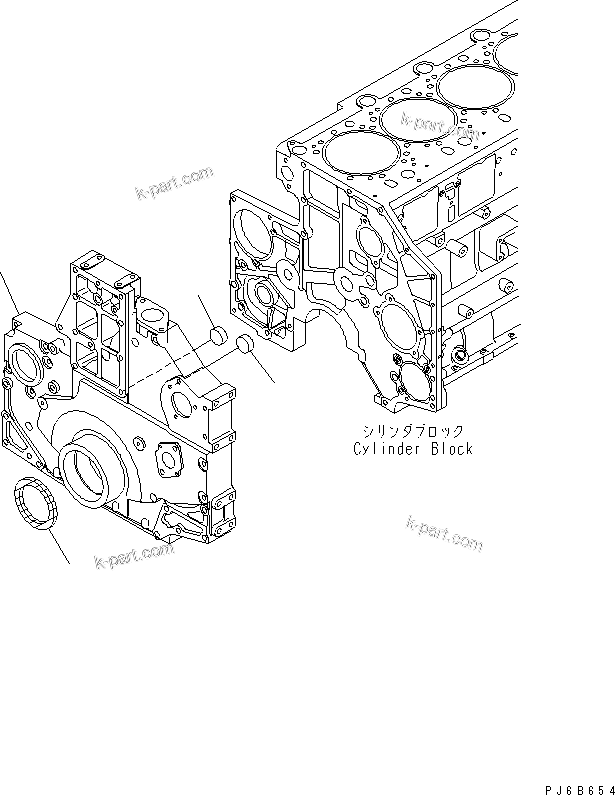 Komatsu parts book diagram for SAA6D140E-3G S/N 110003-UP: FRONT COVER (FRONT POWER TAKE OFF SPEC.)
