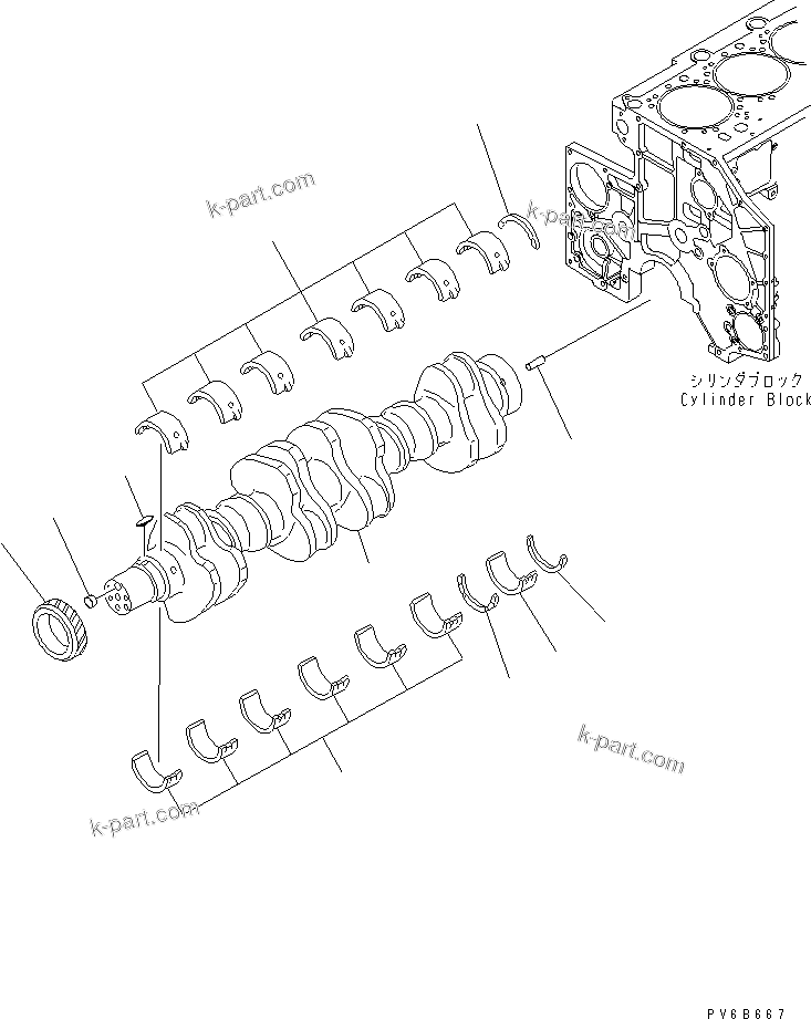 Komatsu parts book diagram for SAA6D140E-3G S/N 110003-UP: CRANKSHAFT
