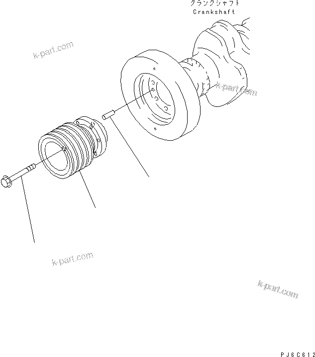 Komatsu parts book diagram for SAA6D140E-3G S/N 110003-UP: CRANK PULLEY(#110461-)