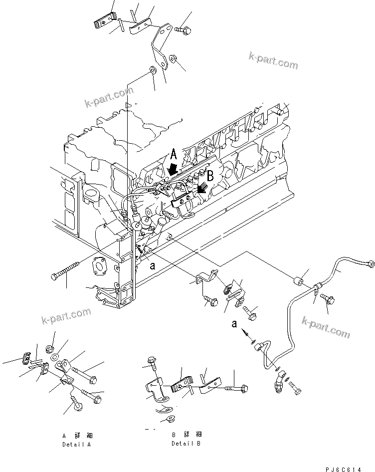 Komatsu parts book diagram for SAA6D140E-3G S/N 110003-UP: FUEL PUMP SUPPLY AND RETURN PIPING