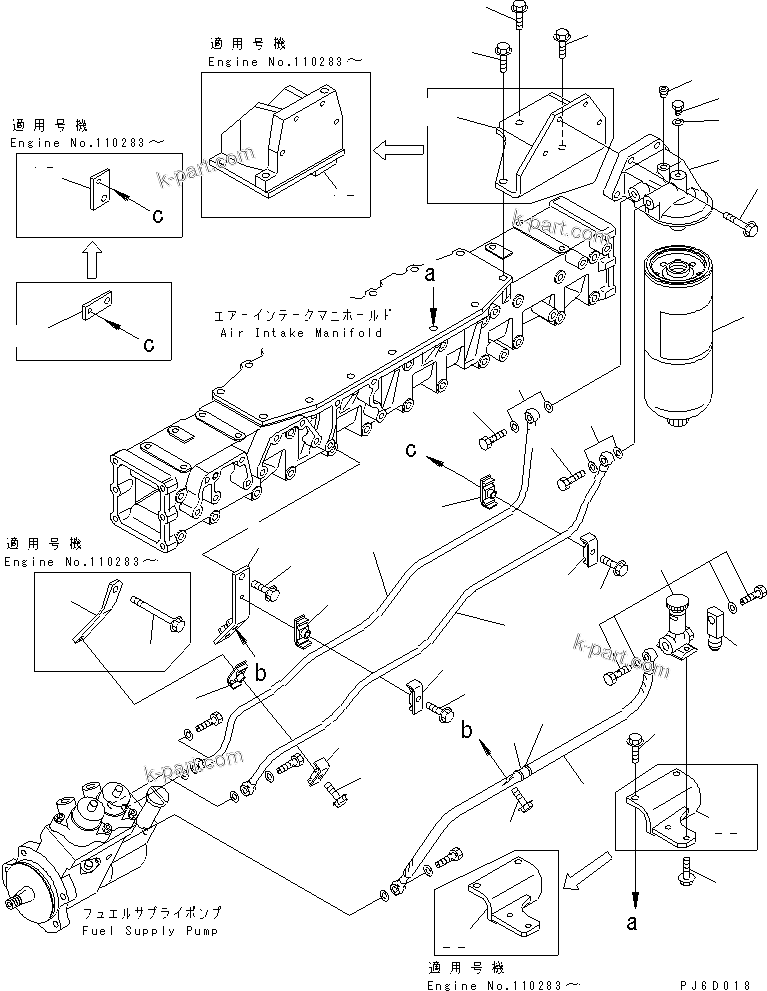 Komatsu parts book diagram for SAA6D140E-3G S/N 110003-UP: FUEL FILTER