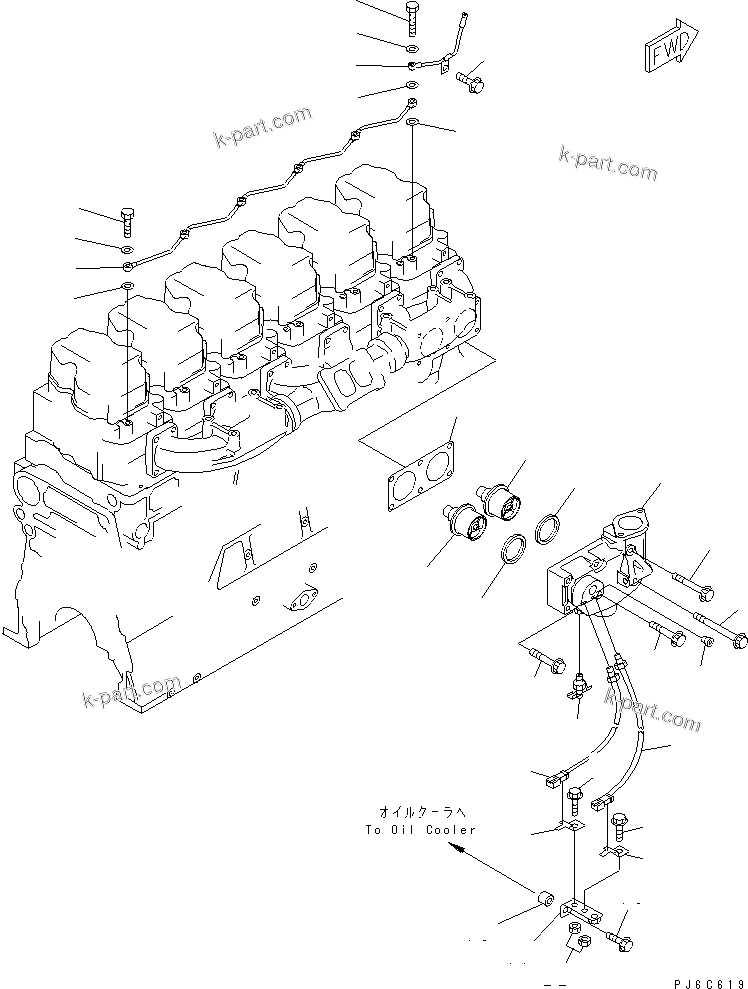 Komatsu parts book diagram for SAA6D140E-3G S/N 110003-UP: AIR VENT AND WATER TEMPERATURE SENSOR