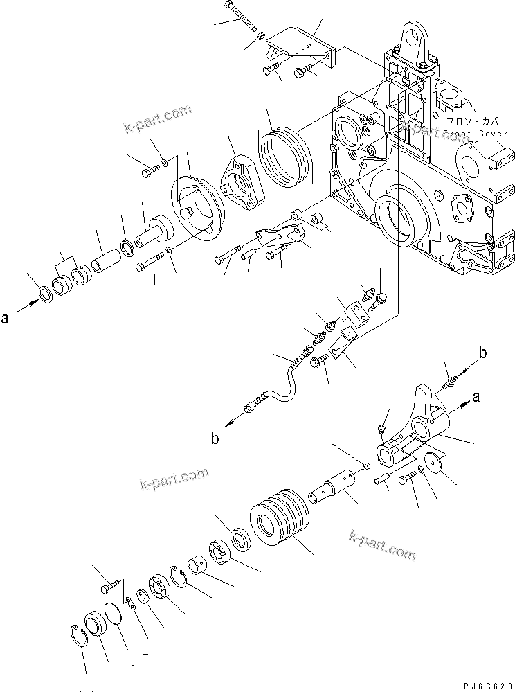 Komatsu parts book diagram for SAA6D140E-3G S/N 110003-UP: TENSION PULLEY