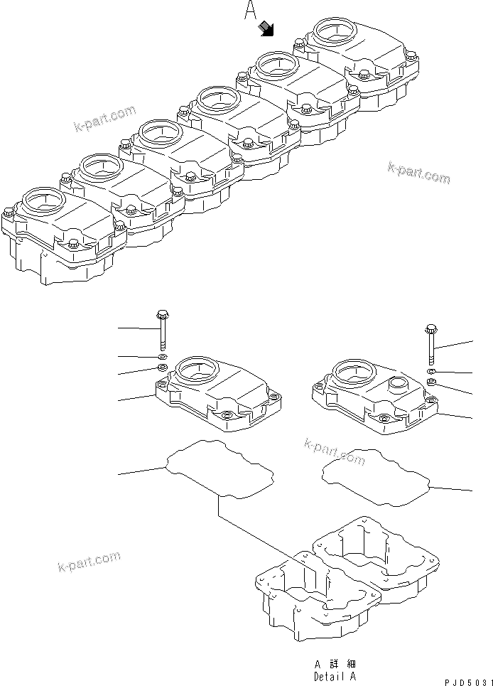 Komatsu parts book diagram for SAA6D125E-2C-8 S/N 60721-UP: HEAD COVER(#75758-)