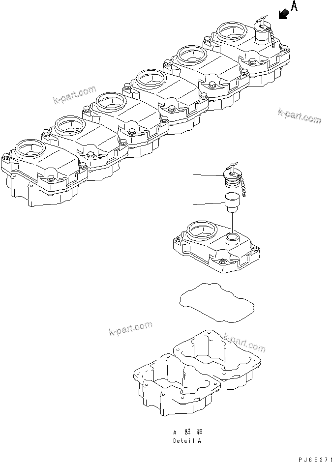 Komatsu parts book diagram for SAA6D125E-2C-8 S/N 60721-UP: HEAD COVER RELATED PARTS (CAP)(#75758-)