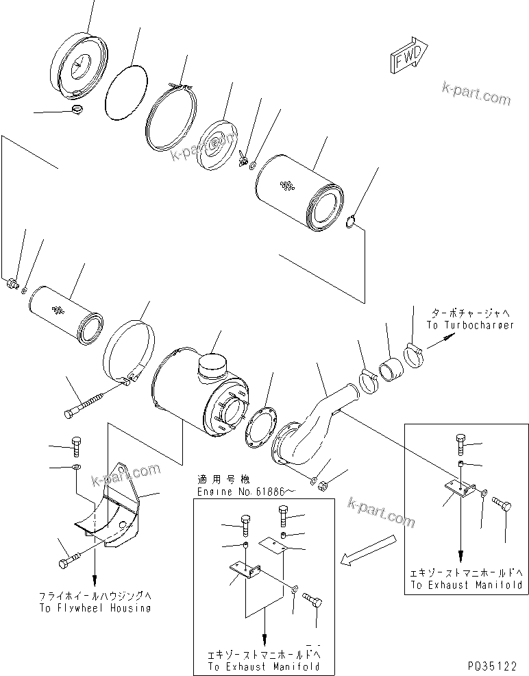 Komatsu parts book diagram for SAA6D125E-2C-8 S/N 60721-UP: AIR CLEANER