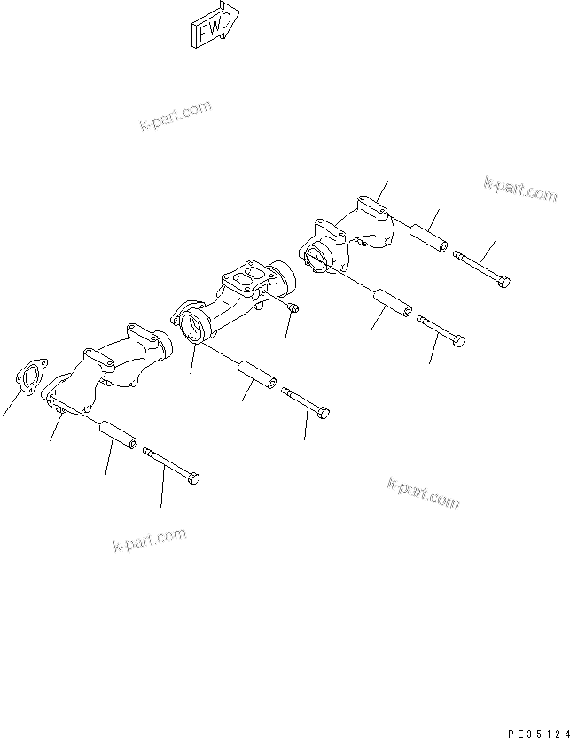 Komatsu parts book diagram for SAA6D125E-2C-8 S/N 60721-UP: EXHAUST MANIFOLD