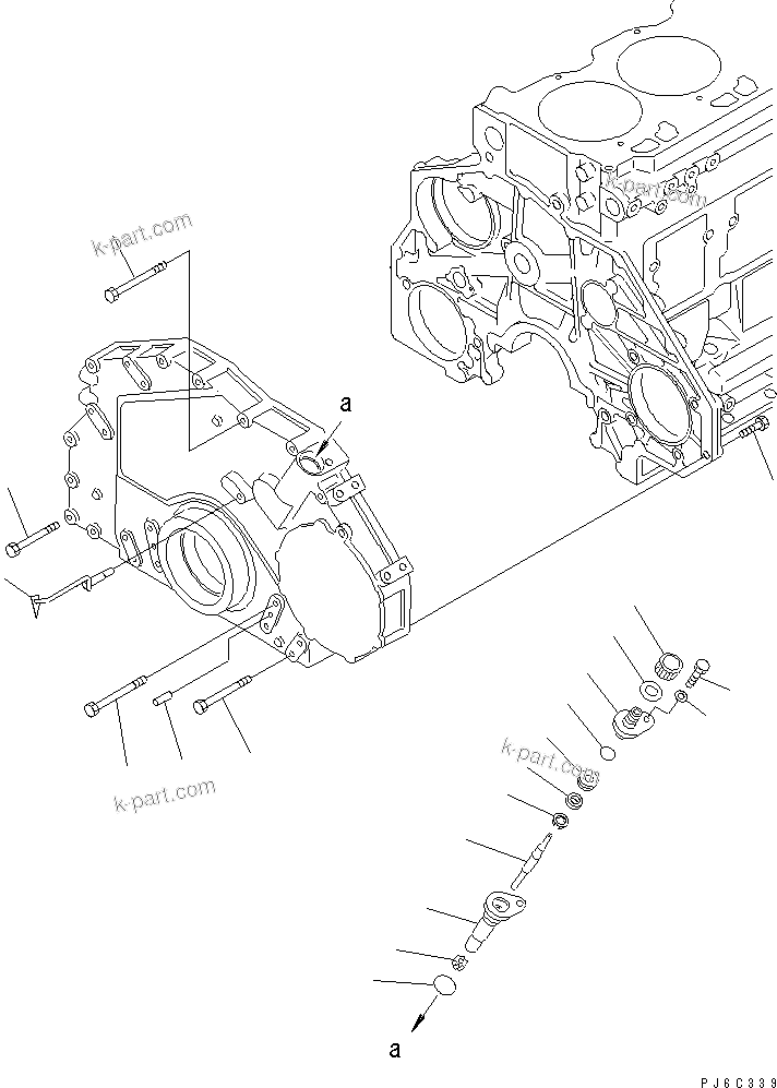 Komatsu parts book diagram for SAA6D125E-2C-8 S/N 60721-UP: FRONT COVER MOUNTING(#75758-)