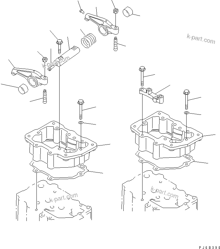Komatsu parts book diagram for SAA6D125E-2C-8 S/N 60721-UP: ROCKER ARM(#210001-)