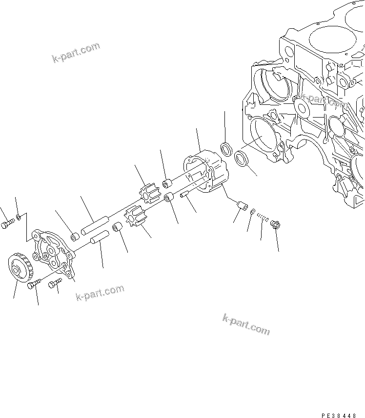 Komatsu parts book diagram for SAA6D125E-2C-8 S/N 60721-UP: OIL PUMP