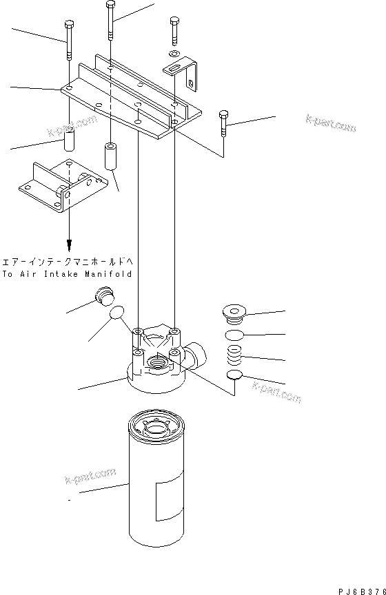 Komatsu parts book diagram for SAA6D125E-2C-8 S/N 60721-UP: OIL FILTER(#210001-)