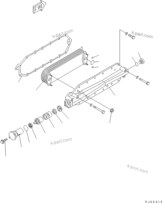 Komatsu parts book diagram for SAA6D125E-2C-8 S/N 60721-UP: OIL COOLER(#75758-)