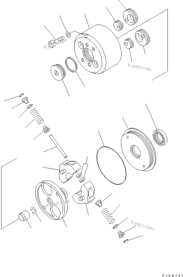 Komatsu parts book diagram for SAA6D125E-2C-8 S/N 60721-UP: FUEL INJECTION PUMP (TIMER) (INNER PARTS)(#210001-)