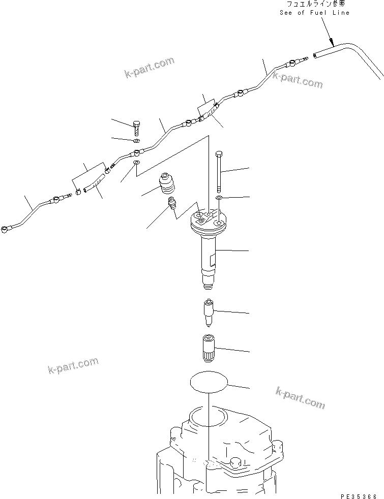 Komatsu parts book diagram for SAA6D125E-2C-8 S/N 60721-UP: INJECTION NOZZLE(#210001-)