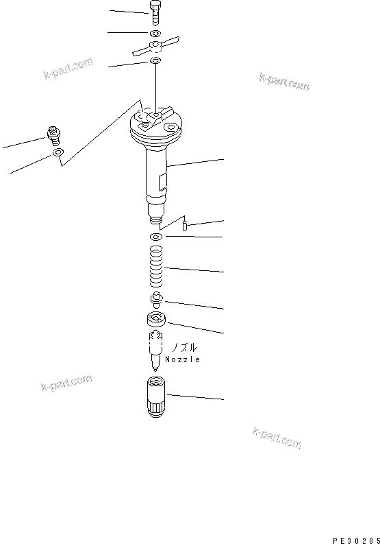 Komatsu parts book diagram for SAA6D125E-2C-8 S/N 60721-UP: NOZZLE HOLDER (INNER PARTS)(#210001-)