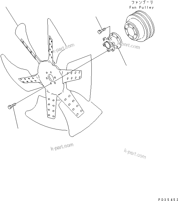 Komatsu parts book diagram for SAA6D125E-2C-8 S/N 60721-UP: COOLING FAN(#210001-)